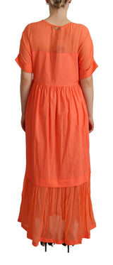 Robe maxi de corail élégant à manches courtes