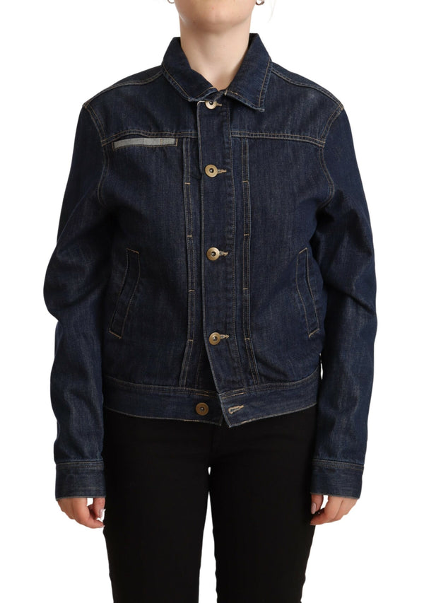 Chic Dark Blue Denim Jacke