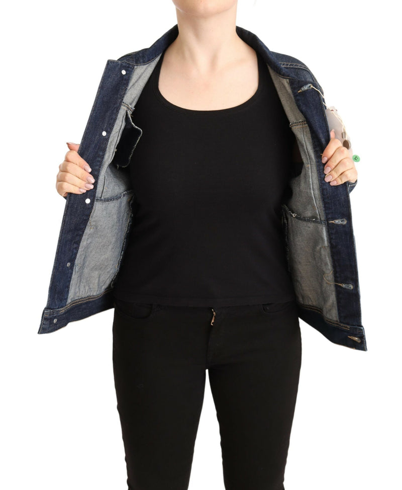 Chic Dark Blue Denim Jacke