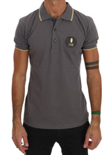 Elegante camisa de polo de algodón gris