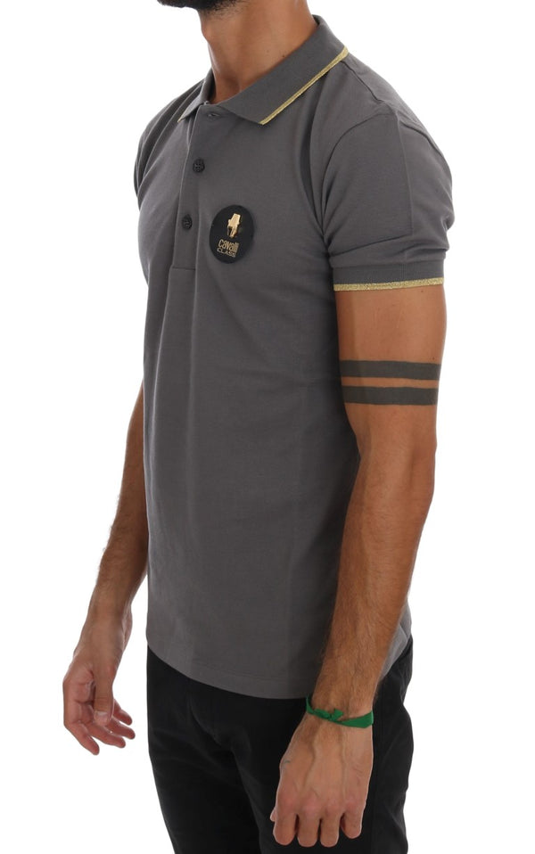 Elegante camisa de polo de algodón gris