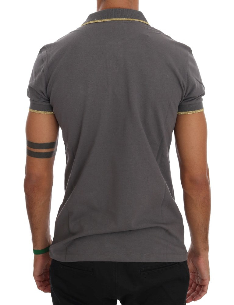 Elegant Grey Cotton Polo Shirt