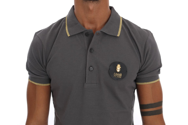 Elegante camisa de polo de algodón gris