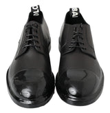 Elegantes zapatos de cuero Derby Lace-Up en negro