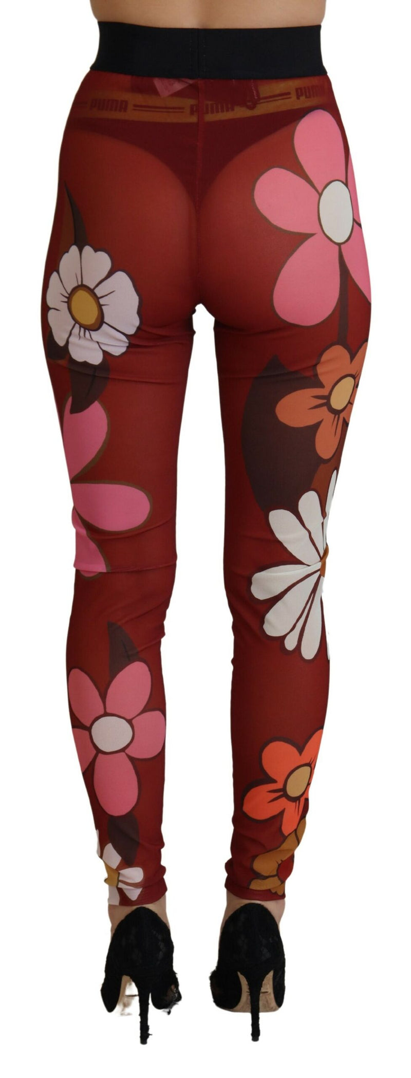 Leggings à taille haute rouge floral