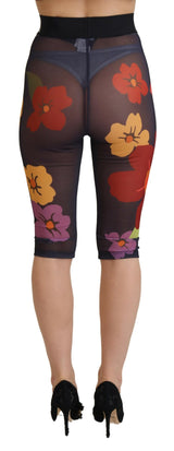 Elegantes leggings de cintura con estampado floral con estampado floral