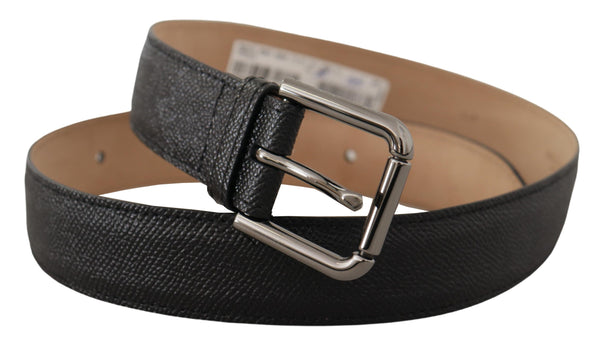 Ceinture en cuir noir élégant avec boucle en métal