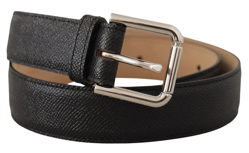 Sleek Black Authentic Leather Belt