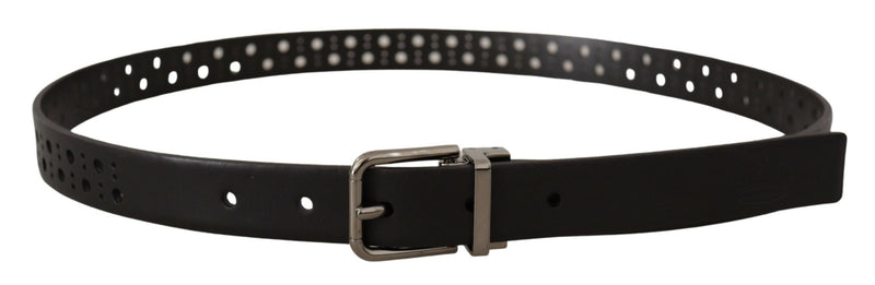 Ceinture en cuir noir élégant avec boucle en métal