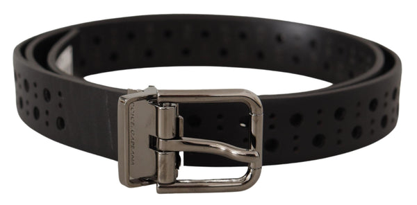 Ceinture en cuir noir élégant avec boucle en métal