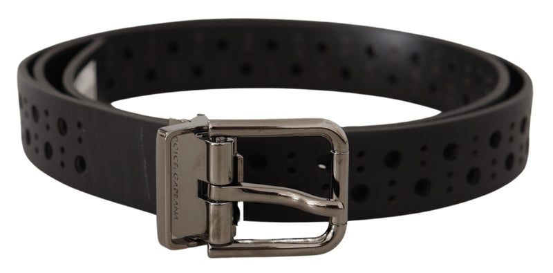 Ceinture en cuir noir élégant avec boucle en métal