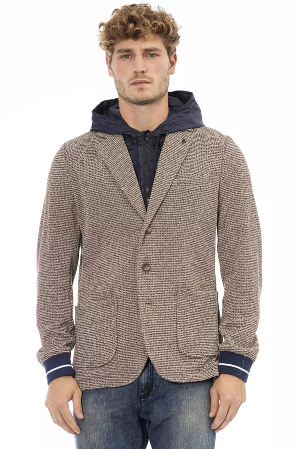 Chaqueta de tela con capucha impermeable elegante