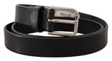 Ceinture en cuir noir élégant avec boucle en métal