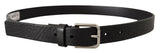 Ceinture en cuir noir élégant avec boucle en métal