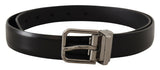 Ceinture en cuir noir élégant avec boucle en métal