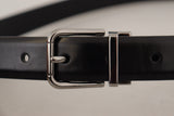 Ceinture en cuir noir élégant avec boucle en métal