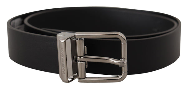 Ceinture en cuir noir élégant avec boucle en métal