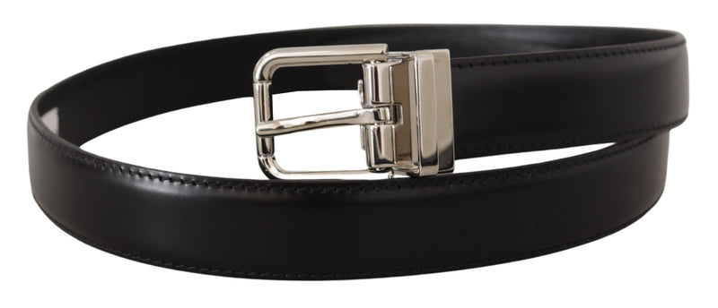 Ceinture en cuir noir élégant avec boucle en métal