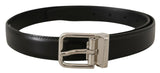 Ceinture en cuir noir élégant avec boucle en métal