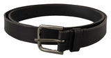 Ceinture en cuir noir élégant avec boucle en métal