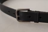 Ceinture en cuir noir élégant avec boucle en métal