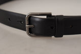 Elegant Black Leather Classic Belt