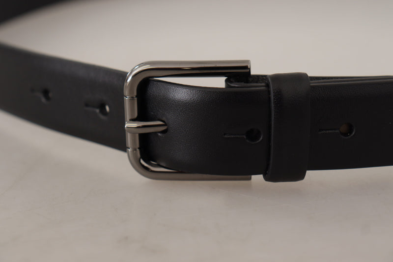 Elegant Black Leather Classic Belt