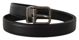 Ceinture en cuir noir élégant avec boucle en métal