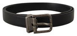 Ceinture en cuir noir élégant avec boucle en métal