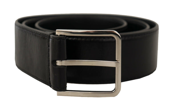 Ceinture en cuir noir élégant avec boucle en métal