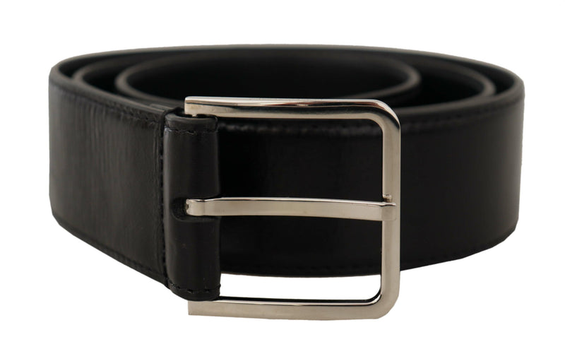 Ceinture en cuir noir élégant avec boucle en métal