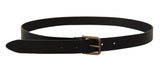 Ceinture en cuir noir élégant avec boucle en métal