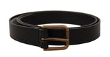 Ceinture en cuir noir élégant avec boucle en métal