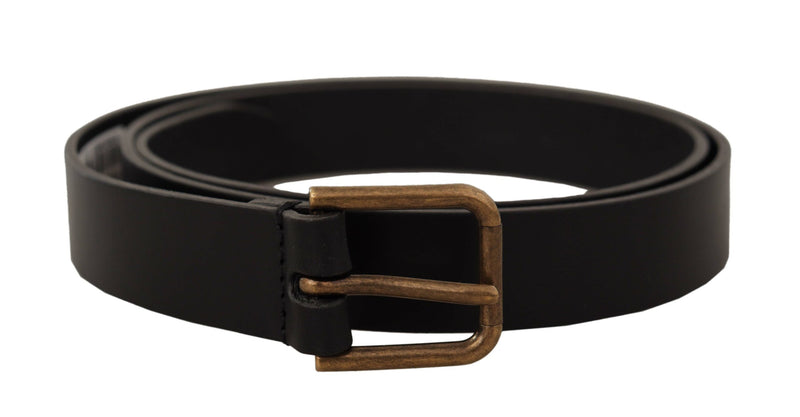 Ceinture en cuir noir élégant avec boucle en métal