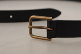 Ceinture en cuir noir élégant avec boucle en métal