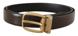 Ceinture en cuir brun foncé élégant