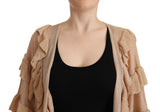 Cardigan anteriore aperto chic beige a manica lunga