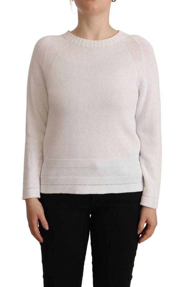 Eleganter weißer Baumwollpullover -Pullover