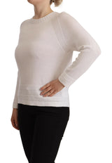 Elegante maglione pullover di cotone bianco