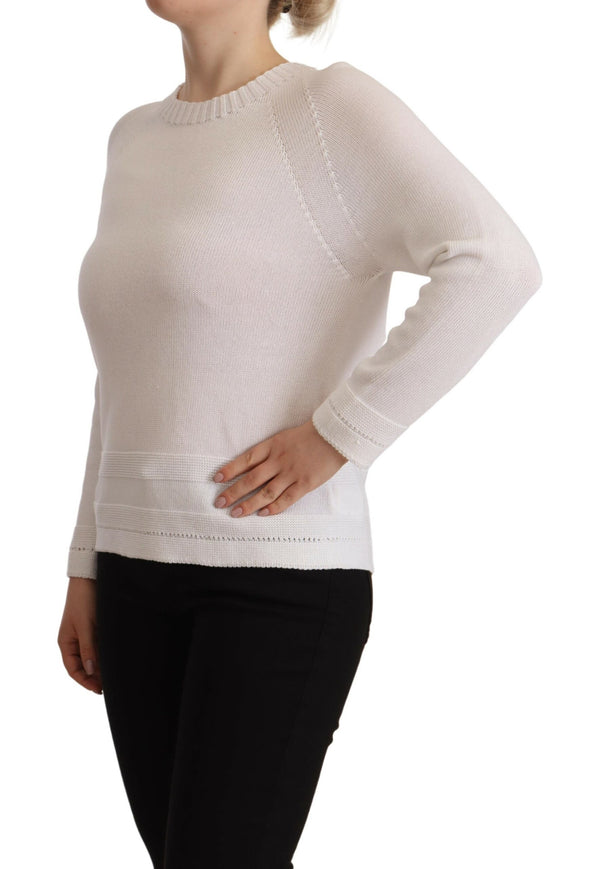 Eleganter weißer Baumwollpullover -Pullover