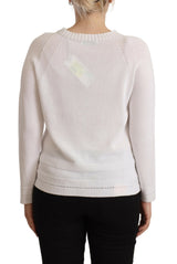 Elegante maglione pullover di cotone bianco