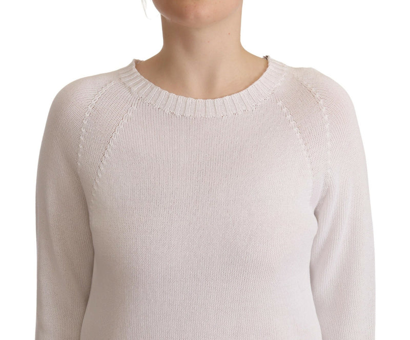 Elegante maglione pullover di cotone bianco