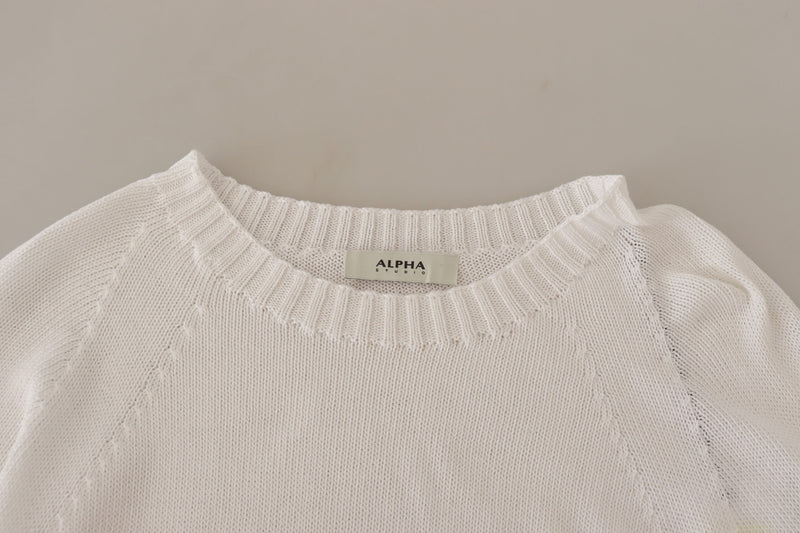 Elegante maglione pullover di cotone bianco