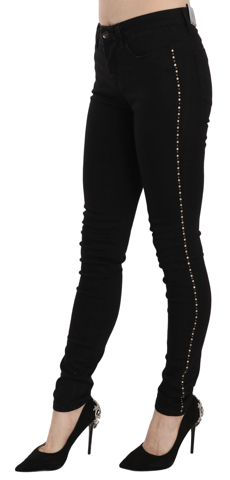 Chic Mid Waist Skinny Black denim