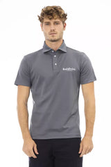 Polo en coton gris élégant avec logo brodé