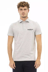 Polo en coton gris élégant avec logo brodé