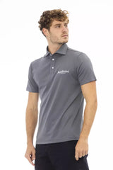 Elegante polo de algodón gris con logotipo bordado