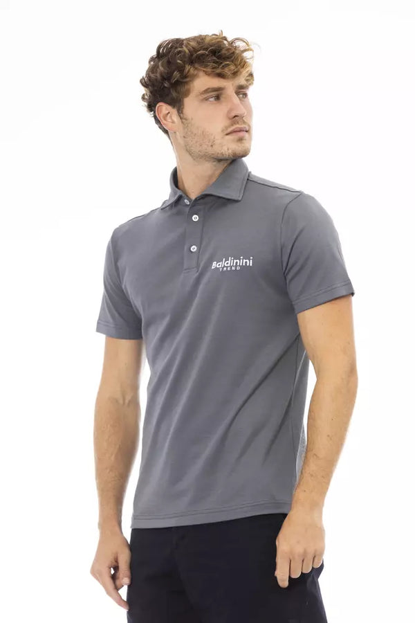 Polo en coton gris élégant avec logo brodé