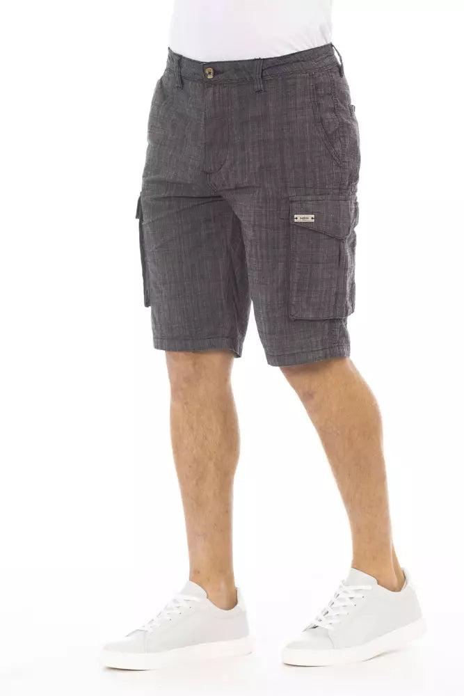 Schicke schwarze Baumwoll -Cargo -Shorts