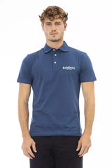 Elegante polo di cotone blu con logo ricamato